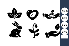 Nature Ecology Icons Leaves Heart Rabbit Hands Product Image 1