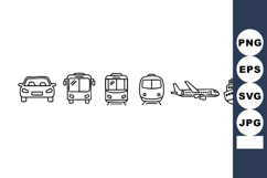 Transport Icons Set Car Bus Tram Train Airplane Ship Product Image 1