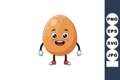 Happy cracked egg character with red shoes and smiling face Product Image 1