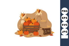 Autumn harvest pumpkins corn sacks fall seasonal decoration Product Image 1
