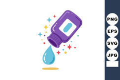 Purple bottle pouring blue liquid with colorful sparkles vec Product Image 1