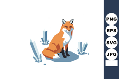 Fox sitting among ice crystals geometric style vector illust Product Image 1