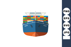 Container ship front view carrying multicolored cargo contai Product Image 1