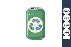 Green aluminum can with blue recycling symbol eco friendly d Product Image 1