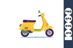 Yellow classic scooter vector illustration with purple seat Product Image 1