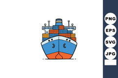 Cargo ship front view with stacked containers vector illustr Product Image 1