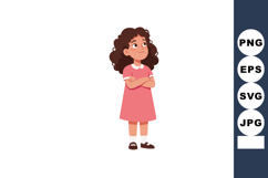 Little girl standing with folded arms in pink dress vector i Product Image 1