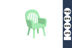 Plastic chair vector illustration in pastel green with armre Product Image 1