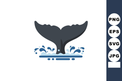 Whale tail splashing water ocean wildlife marine mammal natu Product Image 1
