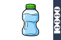Plastic water bottle with green cap simple cartoon style vec Product Image 1