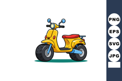 Yellow vintage scooter with red seat and blue details vector Product Image 1
