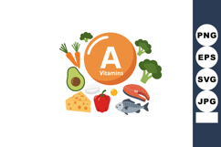Vitamin A rich foods with avocado, salmon, cheese, and veget Product Image 1