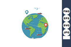 Global trade shipping routes with cargo ships airplane and l Product Image 1