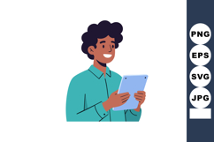 Young man using digital tablet smiling casual technology lif Product Image 1