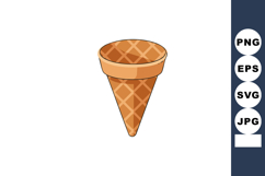 Ice Cream Cone Waffle Style Empty Crisp Dessert Holder Vecto Product Image 1