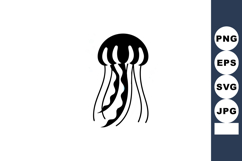Jellyfish silhouette black and white vector illustration sea Product Image 1