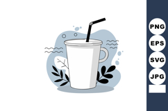 Hot beverage cup with handle and straw vector illustration i Product Image 1