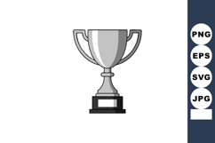 Silver trophy cup award with black base vector illustration Product Image 1