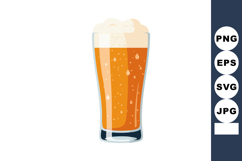 Glass of beer with foam illustration in orange and white col Product Image 1