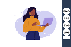 Woman using laptop for remote work in casual outfit digital Product Image 1