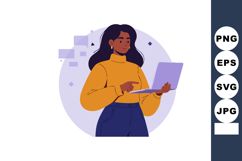Woman using laptop working on technology digital vector illu Product Image 1