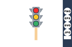 Traffic light vector with red yellow and green signals on gr Product Image 1