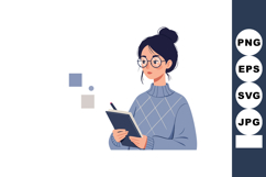 Young woman using tablet digital device in casual sweater ve Product Image 1
