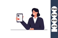 Businesswoman Holding Digital Tablet Showing Chart Vector Il Product Image 1