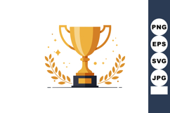 Trophy Award Cup with Laurel Wreath and Gold Highlights Vect Product Image 1