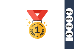 First Place Gold Medal with Red Ribbon Vector Illustration A Product Image 1