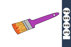 Paintbrush with purple handle and orange bristles vector ill Product Image 1