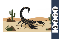 Scorpion desert wildlife with cacti and rocks vector illustr Product Image 1