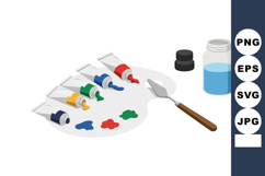 Set of paint tubes with palette knife and glass jar for pain Product Image 1