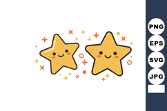 Cute smiling yellow stars with decorative sparkles vector il Product Image 1