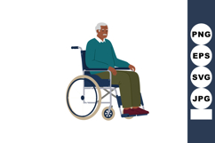 Elderly man sitting in wheelchair vector illustration with g Product Image 1