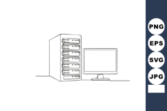 Computer server with monitor line art vector illustration te Product Image 1