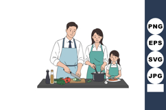 Family cooking together preparing healthy vegetables and foo Product Image 1