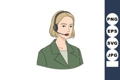 Female customer service representative with headset in green Product Image 1