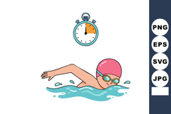 Swimmer with Stopwatch Training in Water Sport Activity Vect Product Image 1