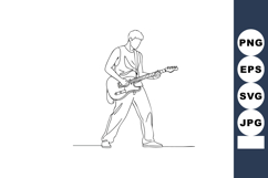 Guitar player performing live music in continuous line art s Product Image 1