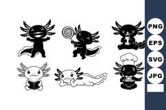 Cartoon Axolotl Character Vector Illustrations Set Product Image 1