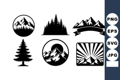 Mountain Forest Silhouette Vintage Badge Vector Product Image 1