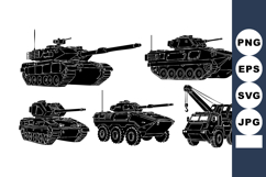 Military Armored Vehicle Tank Car Silhouettes Product Image 1