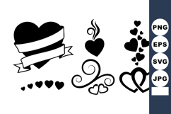 Heart Shapes Ribbon Swirl Love Vector Set Product Image 1