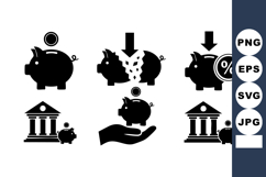 Piggy Bank Broken Savings Financial Loss Vector Product Image 1