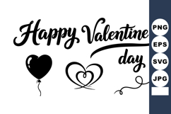 Happy Valentines Day Calligraphy Heart Balloon Vector Product Image 1