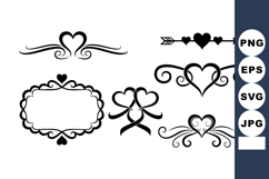 Romantic Heart Vector Elements Arrows Ribbons Frames Product Image 1