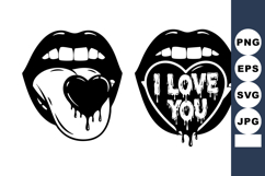 Lips Dripping Heart I Love You Vector Illustration Product Image 1