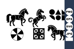 Black White Chess Knight Horse Pieces Vector Product Image 1