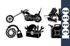 Motorcycle Chopper Gloves Toolbox Chain Lock Vector Product Image 1